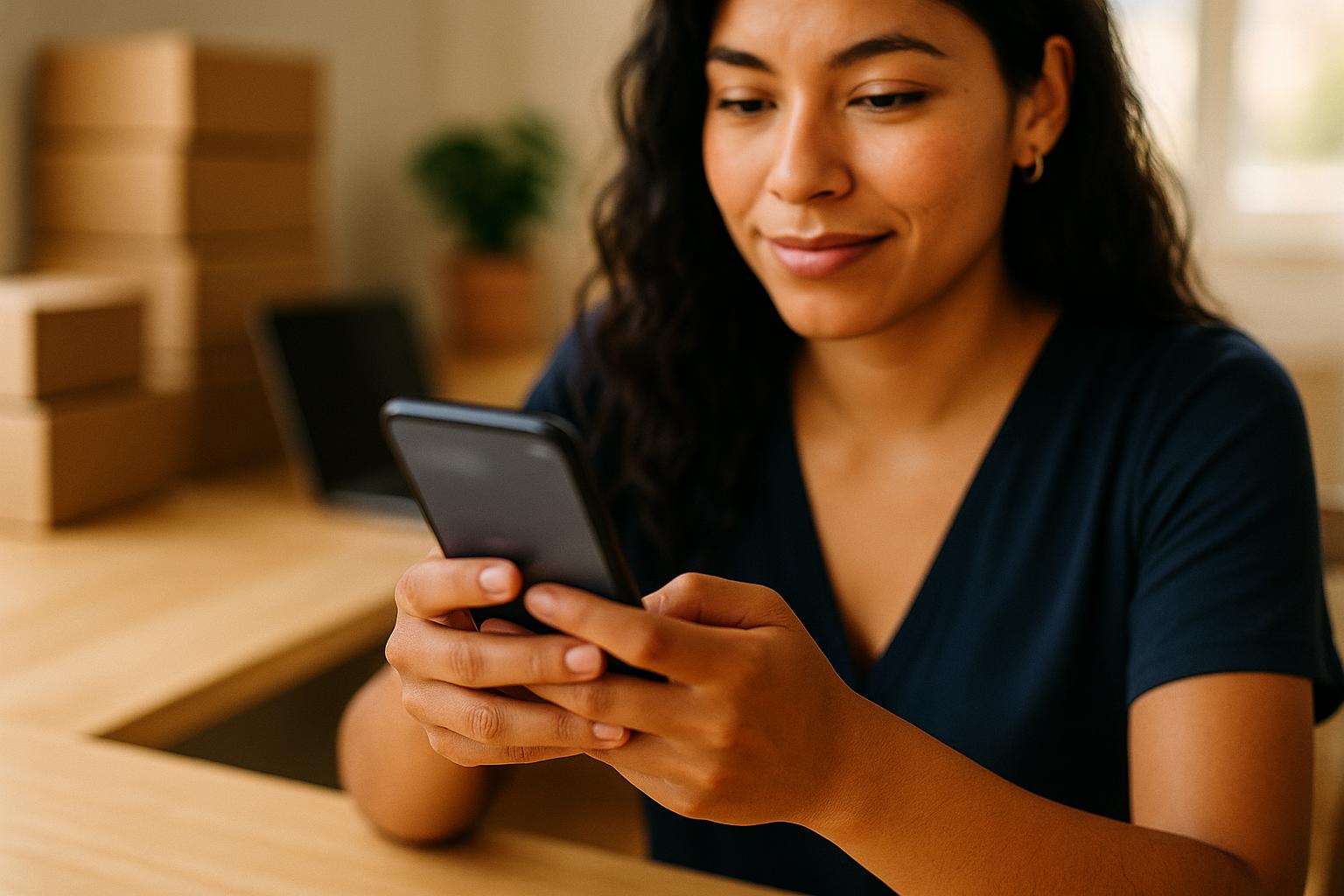 Emprendedor atendiendo su WhatsApp desde el celular