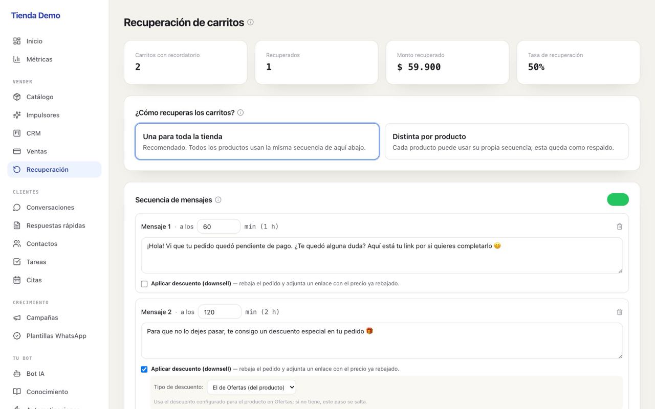 Recuperación de carritos automática en Klientia